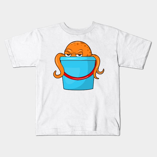 Octopus with Bucket Kids T-Shirt by Markus Schnabel